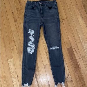 Dark Grey Wash Ripped Jeans